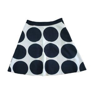 Boden A Line Skirt Black White Polka Dot Size 2R UK 6R Cotton Lined With Pockets